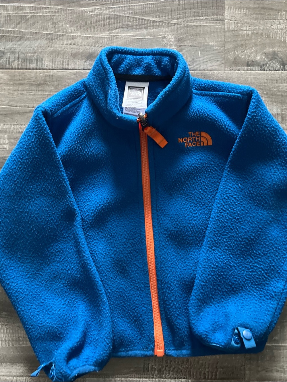 2T North Face Toddler Blue Fleece Jacket with Orange Accent